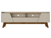 Manhattan Comfort Mid-Century Modern Marcus 70.86\" TV Stand with Solid Wood Legs - Greige & Natural