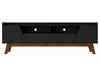 Manhattan Comfort Mid-Century Modern Marcus 70.86\" TV Stand with Solid Wood Legs - Matte Black
