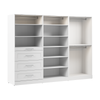 Bestar Florence 107\" Modular Walk-In Closet System with LED Lights, Rods, Shelves and Drawers Shaker