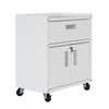 Manhattan Comfort Fortress Textured Metal 31.5\" Garage Mobile Cabinet with Drawer & 2 Adjustable Shelves - White