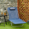 Outsunny Outdoor Lounge Chair, Folding Adjustable Reclining Chair Dark Blue
