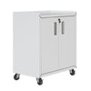 Manhattan Comfort Fortress Textured Metal 31.5\" Garage Mobile Cabinet with 2 Adjustable Shelves - White