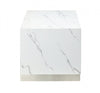 Aphrodite End Table, White Faux Marble & Silver