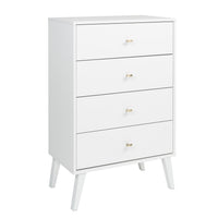 Milo Tall 4-Drawer Chest - White