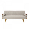 Aidan 3-seater Tufted Fabric Sofa With Rolled Pillows - Beige