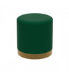 Velvet Cylinder Ottoman – Forest Green Upholstered Seat With Gold Metal Base