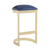Manhattan Comfort Aura 28.54\" Polished Brass Stainless Steel Barstool - Blue