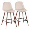 LumiSource Pebble Beige Fabric Mid-Century Modern Counter-Height Stool - Set of 2