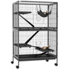 Pawhut 5-tier Rolling Small Animal Cage, Deluxe Guinea Pig Cage, Ferret Cage For Mink Chinchilla Kit
