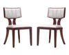 Manhattan Comfort Set of 2 Pulitzer Faux Leather Dining Chairs - Silver & Walnut