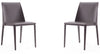 Manhattan Comfort Set of 2 Paris Saddle Leather Dining Chairs - Grey