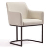 Manhattan Comfort Modern Serena Dining Chair Upholstered Leatherette with Steel Legs - Cream