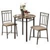3pcs Set Espresso Marble Bronze Metal Dining Set