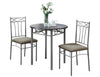 3pcs Set Espresso Silver Metal Dining Set