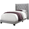 Twin Size Grey Linen with Chrome Trim Bed