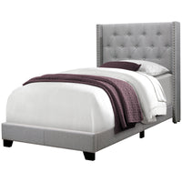 Twin Size Grey Linen with Chrome Trim Bed