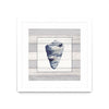 \"Muted Blue Shell On Wood\" Matted and Framed White 36x36 Wall Art