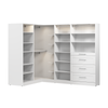Bestar Florence 105\" Modular L-Shaped Walk-In Closet System with LED Lights, Rods, Shelves and Drawe