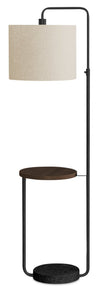 67\" Black Metal Floor Lamp with USB Port