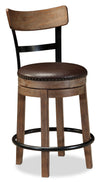 Otis Counter-Height Stool with Swivel Seat & Vegan Leather Fabric, 24\"H, Metal - Brown