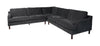 Jorja 3-Piece Granite Grey Chenille Fabric Sectional with Wood Legs and Six Accent Pillows