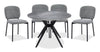 Luka 5pc Dining Set with Table & 4 Chairs, Sintered Stone Top, Metal, 43.5\"W Round - White/Grey
