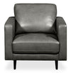 Edge 35\" Genuine Leather Chair with Wood Legs and Removable Back Cushion - Grey