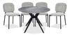 Luka 5pc Dining Set with Table & 4 Chairs, Sintered Stone Top, Metal, 43.5\"W Round - White/Beige