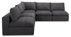 Fusion Modular 5-Piece Charcoal Grey Chenille Fabric Armless Sectional