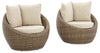 Lume Outdoor Patio Set of 2 Chairs - Resin Wicker & Nuvella Fabric , UV & Weather Resistant - Natural/Beige