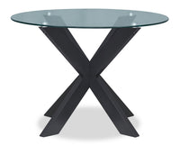 Remi Dining Table with Glass Top & Wood Geometric Base, 42