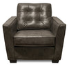Clare 37\" Genuine Leather Accent Chair with Button Tufting – Charcoal