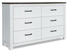 Zoey Bedroom 6-Drawer Dresser, 58.3\"W x 37.1\"H - Two-tone White & Brown