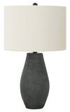 24\" Black Textured Table Lamp with Drum Shade