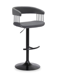Java Barstool with Swivel & Adjustable Seat, Vegan Leather Fabric, 24.5-33