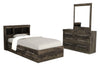 Riley 5-Piece Twin Mates Bed with Headboard Bedroom Set – Grey