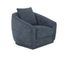 Rio 34.5\" Blue Chenille Fabric Swivel Accent Chair with Reversible Seat Cushion