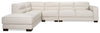 Citadel 3-Piece Left-Facing Top-Grain Genuine Leather Sectional with Rubberwood Legs - Frost White