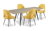 Joss 5pc Dining Set with Table & 4 Bay Chairs, 63-86.5\"W Butterfly Extension, Metal – Mustard