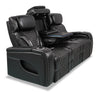 Elite Genuine Leather Power Reclining Sofa with Massage Function - Black