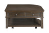 Weston 38” Traditional Lift Top Coffee Table with Storage and Casters - Brown Elm
