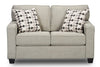 Made in Canada Sawyer 57\" Linen-Look Fabric Loveseat with Reversible Cushions and Accent Pillows - Light Grey