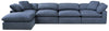 Eclipse 5-Piece Linen-Look Fabric Modular Sectional with Ottoman - Navy