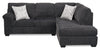 Made in Canada Morgan 2-Piece Right-Facing Chenille Fabric Condo Size Sectional with Accent Pillows - Grey