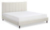 Paseo Platform Bed in Taupe Vegan-Leather Fabric - King Size