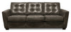 Clark 85\" Genuine Leather Sofa with Button Tufting – Charcoal