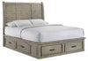 Levi Platform Storage Bed with Headboard & Frame, Wooden, Drift Grey - Queen Size