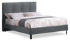 Amos Charcoal Upholstered Platform Bed with Tufted Headboard - King