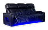 Zen 86\" Black Faux Leather Power Reclining Massage Sofa with Power Headrests and Drop-Down Console