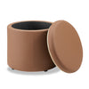 Manitoba Round Faux Leather Storage Ottoman - Brown